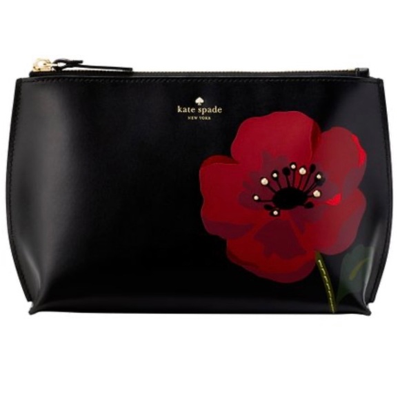 kate spade Handbags - Kate Spade Black Poppy Ooh La La Hilarie Cosmetic Bag